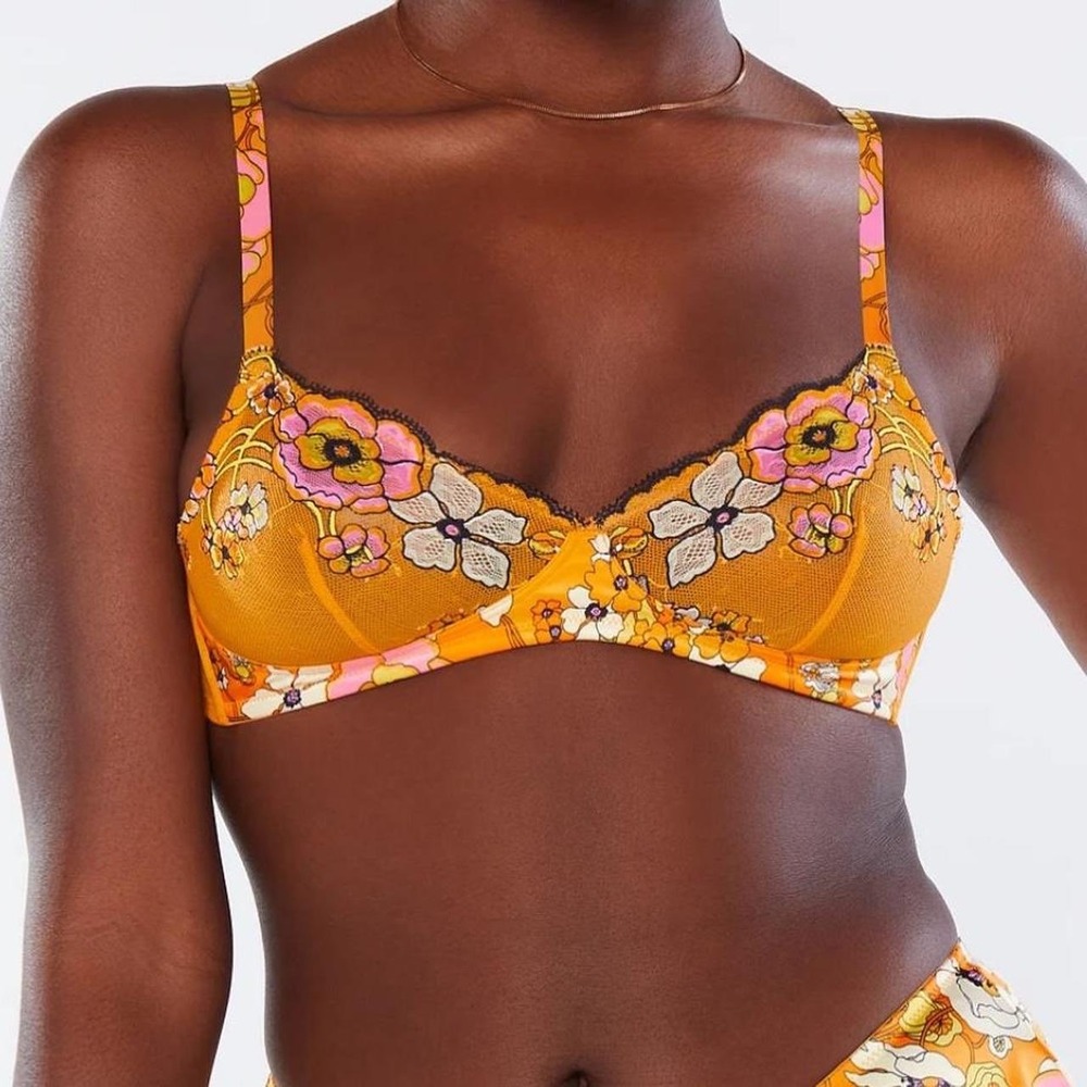NWT Savage X Fenty Mod Poppy Lace Bralette Goldenrod Yellow Wireless Size 3X
